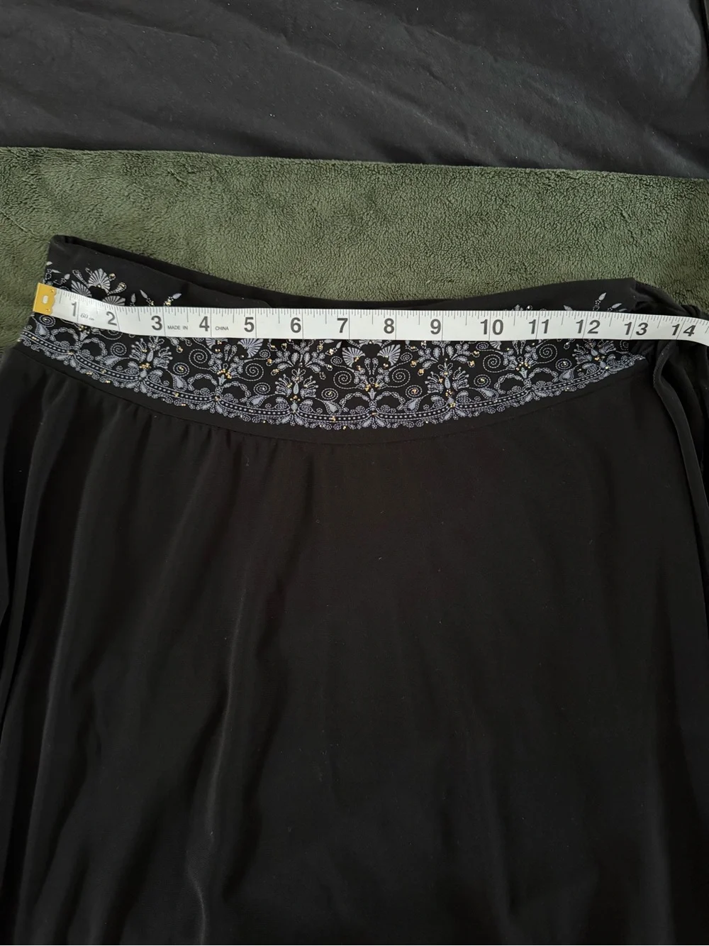 Y2K Black Skirt with Blue Embroidered Waistband
